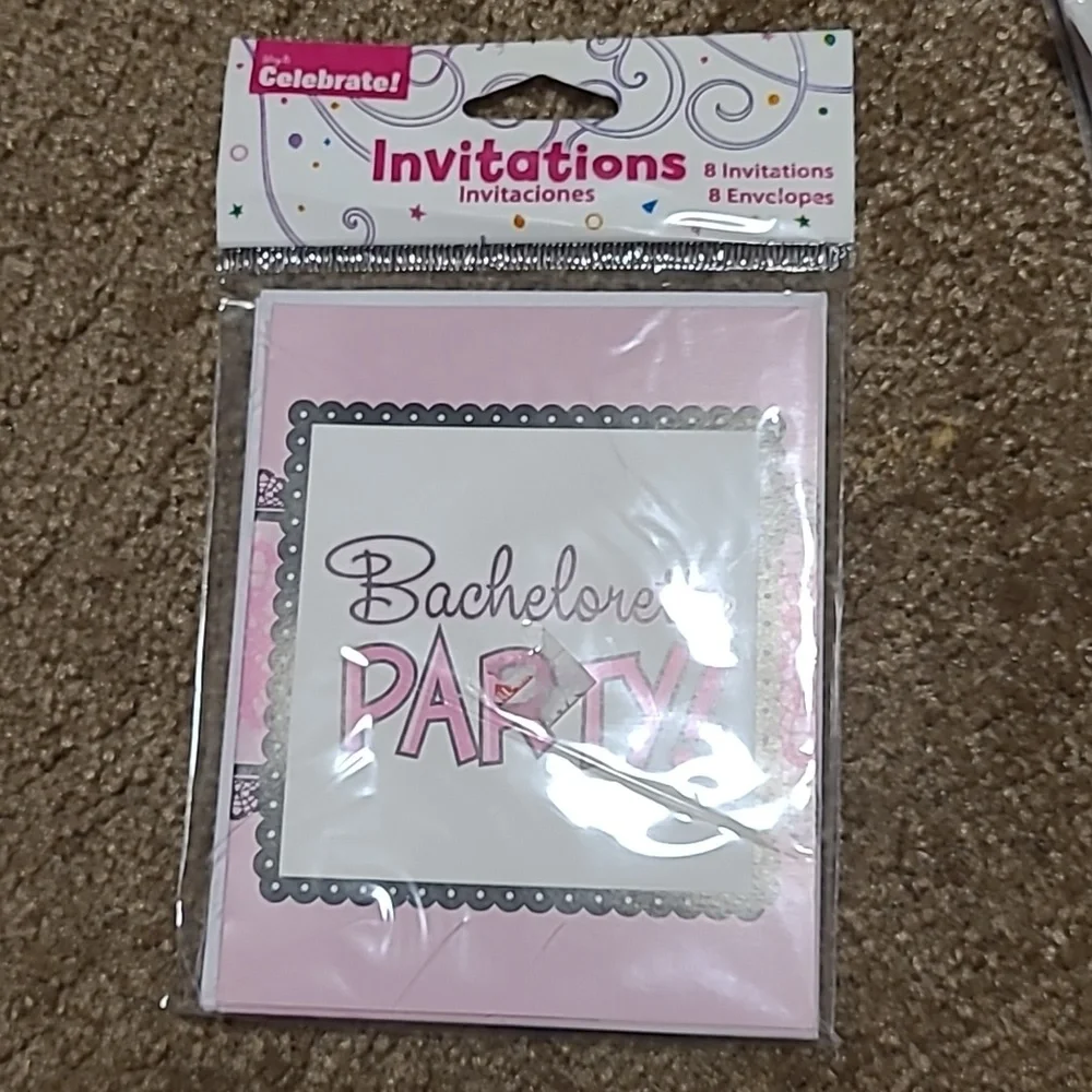 Pink Bachelorette Party Tiara & Invitations Set